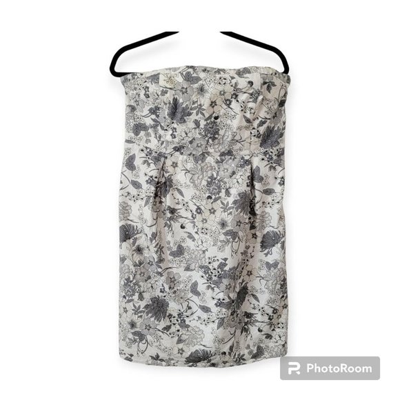 Old Navy White And Gray Floral Print Strapless Dress Size 16 - Picture 1 of 4